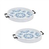 HomeRoots Set of Two Blue Round Solid Wood Vanity Tray With Handles - 4 of 4