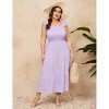 Women's Plus Size Breezy Romance Dress – Smocked Bust Detail, Effortless Flutter Sleeves & Flowery Silhouette for Garden Soirées - 4 of 4