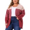 Agnes Orinda Women's Plus Size Striped Color Block Side Slit Long Sleeve Open Front Casual Knit Sweaters Cardigan - 2 of 4