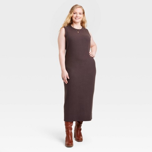 Women's Short Sleeve Midi T-shirt Dress - Universal Thread™ Brown Xl :  Target