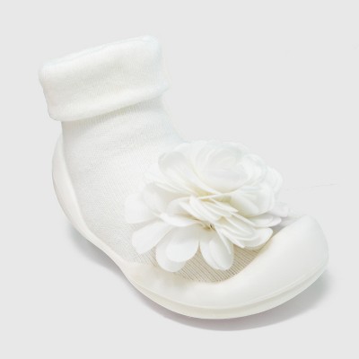 Komuello Baby Girl First Walk Sock Shoes Corsage - Snow