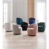 25.6'' Velvet Fabric Swivel Barrel Armchair with Ergonomic Backrest and Powder Coating Metal Ring - 2 of 4