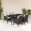vidaXL 5 Piece Patio Dining Set - Black Poly Rattan Outdoor Furniture with Cushions, Glass Tabletop - Ideal for Garden, Backyard, and Patio - 2 of 4