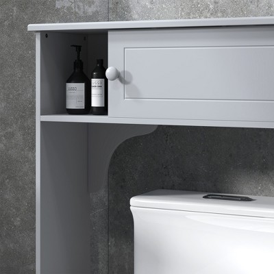 Gray Adjustable Over-the-Toilet Storage Cabinet with Cubes