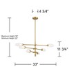 Possini Euro Design Evelyn 33" Modern Chandelier Ceiling Light Fixture Dining Room Over Table Kitchen Island Sputnik 6-Light LED Brushed Gold Finish - 4 of 4