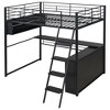 YOOCOZZ Metal Loft Bed with LED, Desk and 4 Storage Shelves - Black - 2 of 4