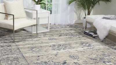 Navy Blue Synthetic Rectangular 5' x 7' Persian Rug