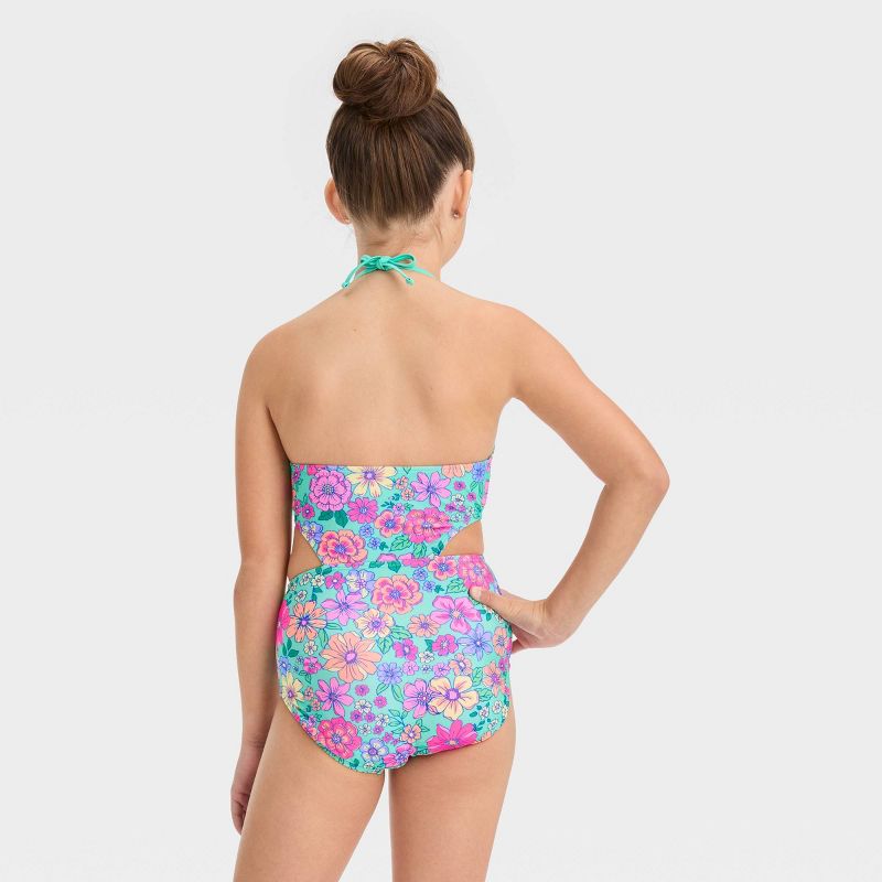Girls&#39; &#39;Mod Garden&#39; Floral Printed One Piece Swimsuit Set - Cat &#38; Jack&#8482;, 4 of 6