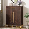 ORRD Shoe Storage Cabinet with Bench Top, Modern 6-Tier Entryway Organizer with Doors & Drawer, Walnut & Gold Finish, Adjustable Shelves - 2 of 4