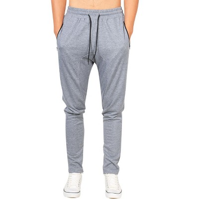 Mens Casual Tapered Pants Zipper Pockets Joggers Sweatpants