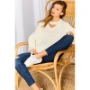 Slickblue Women's Oversize Choker Neck Sweater, Cozy Acrylic Knit Pullover, Off White, Size S-L - 3 of 4