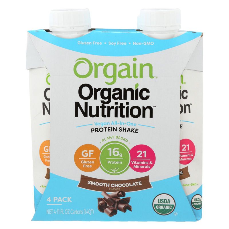 Orgain Organic Smooth Chocolate Nutrition Protein Shake - Case of 3/4 pack, 11 oz, 2 of 8