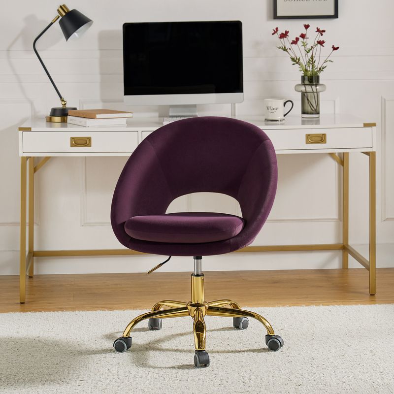 Hector Velvet  Ergonomic Swivel Office Desk Chair with Adjustable Height | Karat Home, 3 of 16