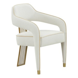 TOV Furniture Corralis Transitional Fabric Dining Chair in Cream/Gold - 1 of 4
