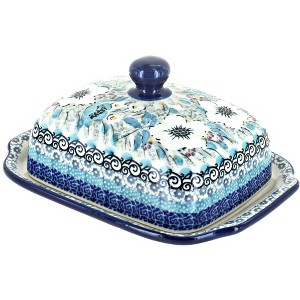 Blue Rose Polish Pottery 295 Ceramika Artystyczna Butter Dish - 1 of 2