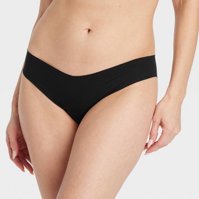 Women's Invisible Edge Cotton Cheeky Bikini Underwear - Auden™ Black S: Seamless, Low Rise, Pull-On, Midweight Fabric