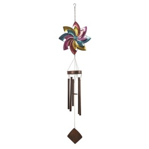 Transpac Metal 59" Multicolor Spring Technicolor Spinner Chime - 1 of 2