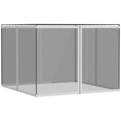 DOMETOUR 10' x 13' Replacement Mesh Sidewall Netting for Patio Gazebos and Canopy Tents with Zippers (Sidewall Only), White