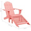 vidaXL Adirondack Chair Patio Adirondack Chair with Ottoman Solid Wood Fir - Pink - 4 of 4