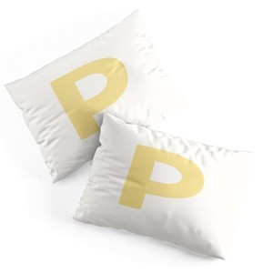 Deny Designs Standard April Lane Art Block Yellow Monogram P Microfiber Printed Pillow Sham - 1 of 3