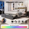 homfan Bed Frame with 2 Storage Drawers, LED Bed Frame with 2-Tier Storage Headboard＆Charging Station, Metal Platform Bed Frame, No Box Spring Needed - 3 of 4