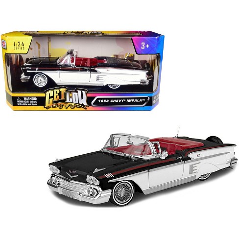 1958 Chevrolet Impala Convertible Lowrider Black and White with Red  Interior 