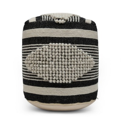Lucknow Boho Handcrafted Fabric Cylinder Pouf - Christopher Knight Home