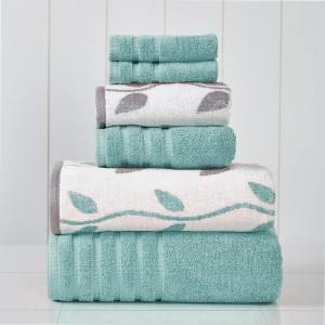 Modern Threads 6 Piece Yard Dyed Towel Set, Organic Vines. - 1 of 4