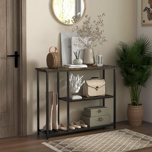 NicBex Narrow Console Table,Stylish Minimalist Entryway Table with 2 Open Bottom Storage Shelves,Modern Couch Table for Living Room,Brown - 1 of 4