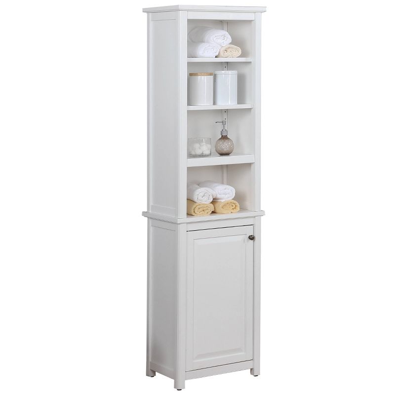 Dorset Bathroom Storage Tower with Open Upper Shelves and Lower Cabinet - Alaterre Furniture, 1 of 7