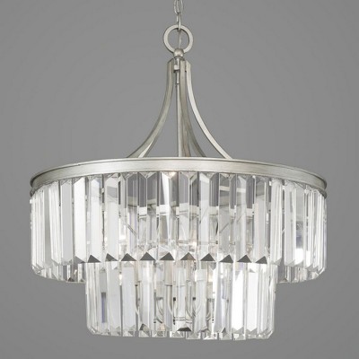 Silver Ridge Mini Jar Pendant with Prismatic Glass Shade