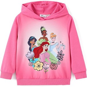Disney Princess Toddler Sweatshirts Ariel Tiana Cinderella and Belle,Hoodie Graphic Pullover Tops Pink - 1 of 4