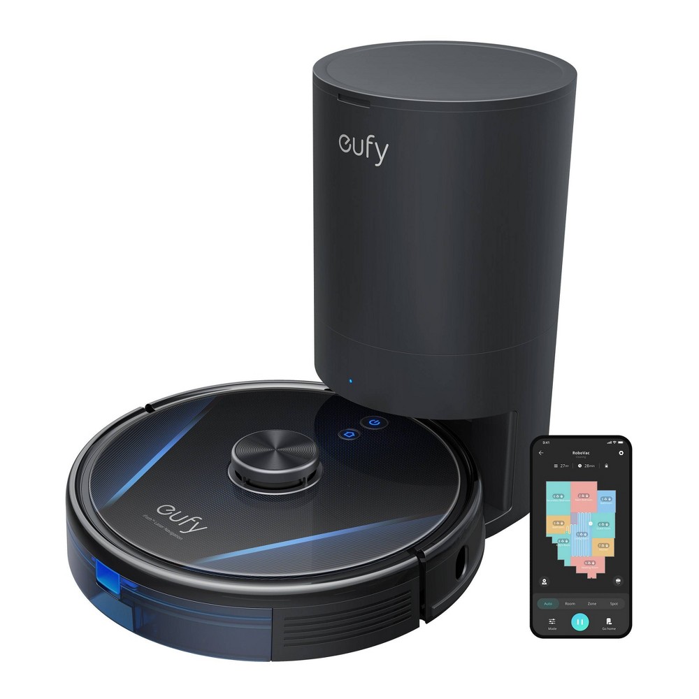 eufy RoboVac LR30 Hybrid+ Laser Navigation with 3000 PA Suction Power and Auto Empty Black: Smart Mapping, HEPA Filter, Cordless