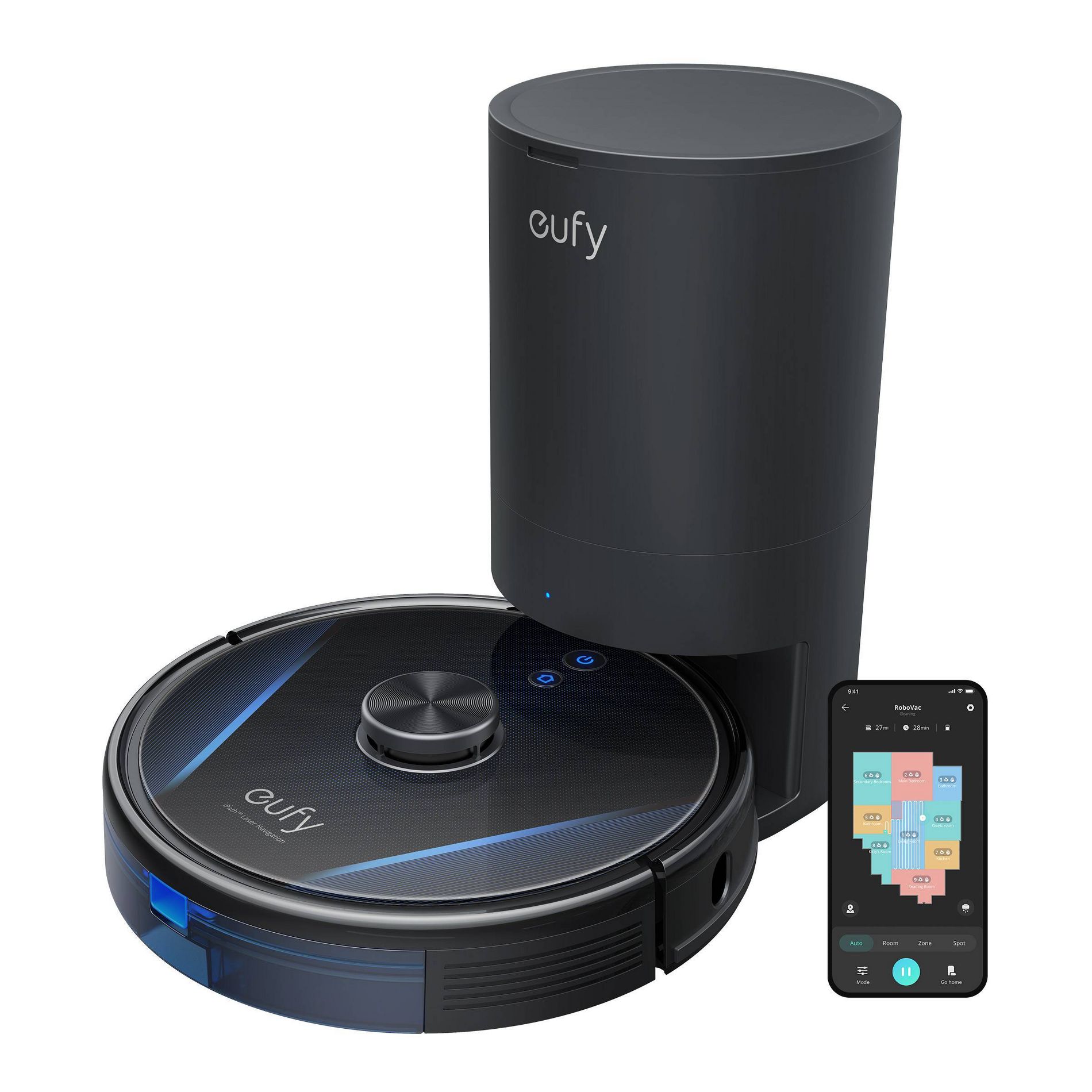 eufy RoboVac LR30 Hybrid+ Laser Navigation with 3000 PA Suction Power and Auto Empty: Smart Mapping, HEPA Filter, Pet Hair