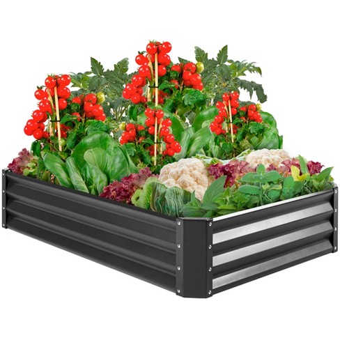 Grey FOYUEE Metal Raised Garden Bed Kit Elevated Planter Box Outdoor Patio Frame for Vegetables 4 x 3 x 1 
