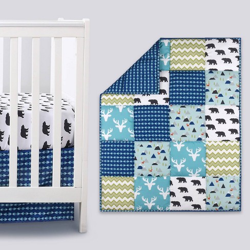 The Peanutshell Baby Crib Bedding Set Forest Animal Blue 3pc Target