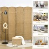 Resenkos 4-Panel 5.6' Tall Folding Room Divider Screen - Freestanding Privacy Partition for Home Office, Nature Wood - 3 of 4