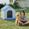 FONTOI Dog House Resin Small Indoor Outdoor Dog Kennel All-Weather Use Cozy Shelter for Small Dogs in Home Garden Balcony, Blue, 26.26"*24.57"*25.83" - 2 of 4
