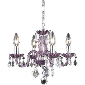 Elegant Lighting Rococo 4 light Purple Pendant Clear Royal Cut Crystal - 1 of 3