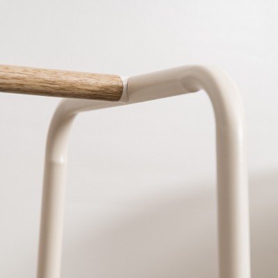 White Metal and Wood Freestanding Garment Rack with Shelves