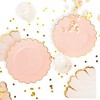 Sparkle and Bash 50 Pack Disposable Scalloped Plastic Dinner Plates for Wedding & Birthday Party Supplies, Pink & Gold Trim, 9 in - 2 of 4
