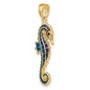 Black Bow Jewelry 14k Yellow Gold Large Blue Enameled Seahorse Pendant - 3 of 4