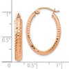 Black Bow Jewelry 3.5mm 10k Rose Gold Diamond Cut Oval Hoop Earrings, 22mm (7/8 Inch) - 4 of 4