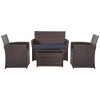 Anybear 4PC Brown PE Wicker Sectional Sofa Couch with Washable Cushions Patio Furniture Set - 3 of 4