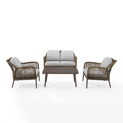 Haven 4-Piece Light Brown and Gray Outdoor Wicker Set