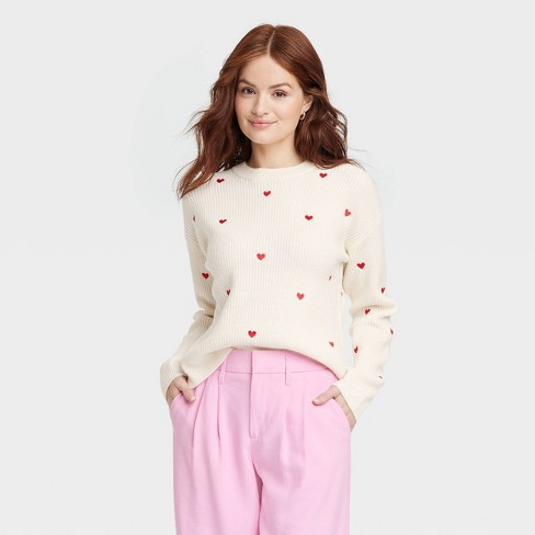 Women's Crewneck Pullover Valentines Day Sweater - A New Day™ : Target