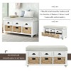 Whisen Rustic Storage Bench with 3 Drawers and 3 Rattan Baskets - 4 of 4