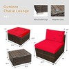 Costway 5PCS Patio Rattan Wicker Furniture Set Armless Sofa Cushioned Red/Turquoise - image 3 of 4