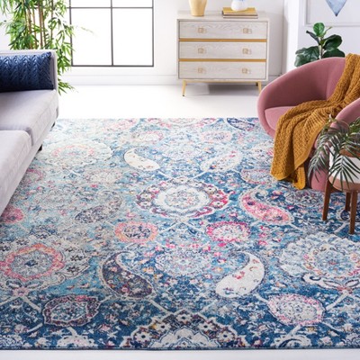 Blue Paisley 8' x 10' Stain-Resistant Synthetic Area Rug