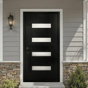 SpassWay 36"W*80"H 4-Lite Exterior Frosted Glass Prehung Front Entry Door Primed Interior Fiberglass Entrance Door - 1 of 4